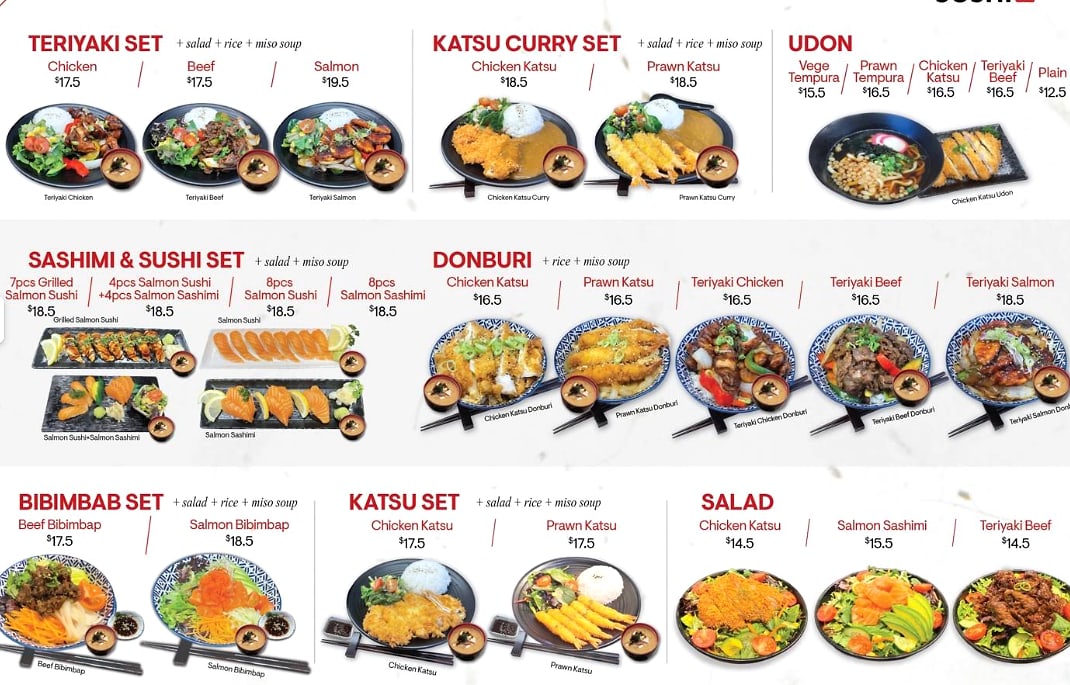 Provided screenshot of the Kana Sushi menu board.